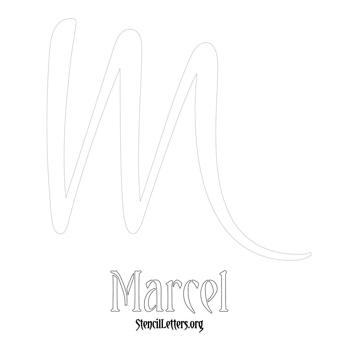 Marcel printable name initial stencil in Vintage Brush Lettering