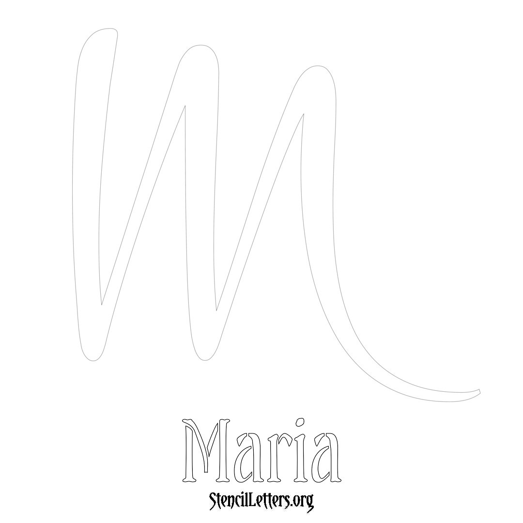 Maria printable name initial stencil in Vintage Brush Lettering