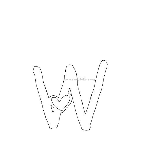 heart design stencil letter w