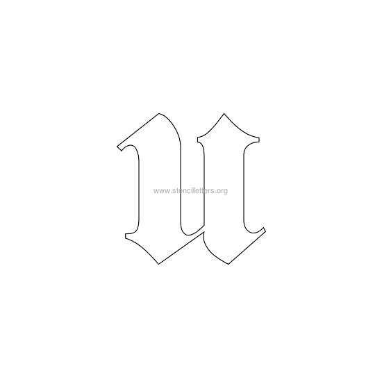 lowercase old-english wall stencil letter u